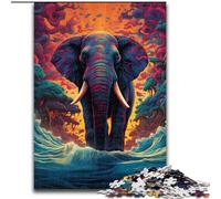Puzzle per adulti,puzzle da 1000 pezzi raffigurante un elefante che cammina sulla spiaggia,perfetto per il divertimento in famiglia a Natale,Ringraziamento,compleanni e Pasqua (dimensioni: 50x75cm)