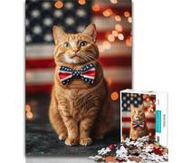 Puzzle per adulti puzzle da 1000 pezzi raffigurante un gatto con la bandiera americana per adulti e adolescenti interessante strumento per ridurre lo stress e favorire l'interazione genitore-figlio