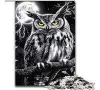 Puzzle per adulti, puzzle da 1000 pezzi raffigurante un gufo in bianco e nero, Natale o compleanni (dimensioni 50x75cm)