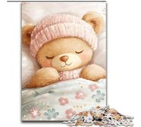 Puzzle per adulti, puzzle da 1000 pezzi raffigurante un orsetto addormentato, realizzati in cartone, ideali per il divertimento in famiglia, regalo perfetto per feste e compleanni, dimensioni 38x26cm