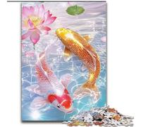 Puzzle per adulti, puzzle da 1000 pezzi raffigurante una carpa koi dorata, attività di unione familiare da 1000 pezzi, regalo per la casa, gioco di ruolo per famiglie (dimensioni 50x75cm)