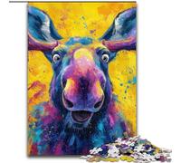 Puzzle per adulti, puzzle da 1000 pezzi raffigurante un'alce dipinta a olio, perfetto per il divertimento in famiglia, perfetto per le vacanze, serate di gioco interattive, 50x75cm
