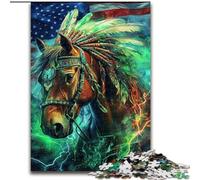 Puzzle per adulti, puzzle da 1000 pezzi raffiguranti cavalli indiani, realizzati in cartone, ideali per il divertimento in famiglia, regalo perfetto per feste e compleanni, dimensioni 38x26cm