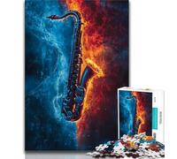 Puzzle per adulti puzzle di sassofono di ghiaccio e fuoco 1000 pezzi regali per adulti giochi per famiglie regali di compleanno Sfida ad alta difficoltà (26x38cm)