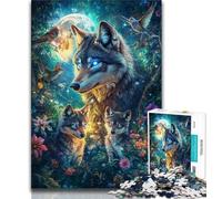 Puzzle per adulti puzzle fantasy con lupo nella giungla 1000 pezzi regali per adolescenti gioco educativo sfida giocattolo per donne e uomini (26x38cm)
