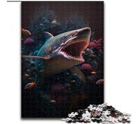 Puzzle per adulti, puzzle fantasy da 1000 pezzi in legno raffigurante uno squalo, ideale come regalo di compleanno o per le feste, gioco da tavolo, 1000 pezzi(50x75cm)