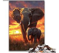 Puzzle per adulti, puzzle in legno da 1000 pezzi raffiguranti elefanti africani, 50x75cm, perfetti per decorazioni per la casa, compleanni, feste e regali