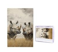 Puzzle per adulti, puzzle in legno personalizzato, 1000 pezzi, con foto, due rinoceronti, puzzle personalizzati per matrimoni, compleanni, Natale