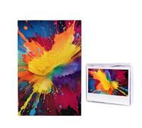 Puzzle per adulti, puzzle in legno personalizzato, 1000 pezzi, foto puzzle con foto, pittura colorata con schizzi di vernice, puzzle personalizzati, puzzle di nozze per compleanno, Natale