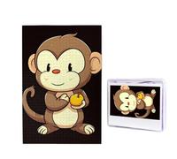 Puzzle per adulti, puzzle in legno personalizzato, 1000 pezzi, foto puzzle con scimmia in stile cartone animato che tiene frutta puzzle personalizzati per matrimoni per compleanno, Natale