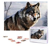 Puzzle per adulti Puzzle in legno personalizzato 1000 pezzi Foto Puzzle Immagine Jigsaw Un lupo in piedi sulla neve Puzzle personalizzati Puzzle di nozze per compleanno Natale