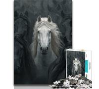 Puzzle per adulti, puzzle per adulti con cavallo bianco e nero, 1000 pezzi, gioco rompicapo, decorazione da parete, regali unici per compleanno e Natale, 75x50cm