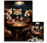 Puzzle per adulti "Pygodon rosso che gioca a poker", 1000 pezzi, perfetto per Halloween, Natale, regalo di compleanno, 50x75CM/19,68x29,52 pollici.