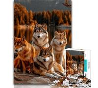 Puzzle per adulti "Quattro lupi" da 1000 pezzi, sfida difficile e antistress, ideale come regalo per tutta la famiglia, 38x26cm