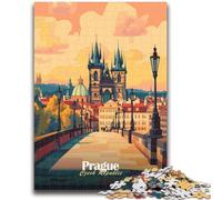 Puzzle per adulti raffigurante la città di Praga, 1000 pezzi, difficili da completare ma divertenti e umoristici, con poster abbinato e foglio di quiz (50x75cm)