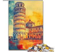 Puzzle per adulti raffigurante la Torre di Pisa al tramonto, 1000 pezzi, difficile da completare ma divertente e spiritoso, regalo di compleanno, regali, decorazione murale (26x38cm)
