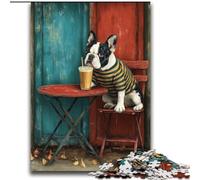 Puzzle per adulti raffigurante un bulldog francese che beve una bevanda, 2000 pezzi, giochi educativi, decorazioni per la casa, regalo di compleanno, regali, arte murale (70x100cm)