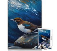 Puzzle per adulti raffigurante un merlo acquaiolo su roccia, 1000 pezzi, gioco di apprendimento e sfida mentale, sorpresa premurosa per le celebrazioni, dimensioni 50x75cm