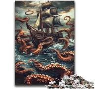 Puzzle per adulti raffigurante una nave impigliata nei tentacoli, gioco educativo e sfida, ideale come regalo per tutta la famiglia (70X100cm)