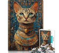 Puzzle per adulti raffiguranti gatti dell'antico Egitto, 1000 pezzi, aiutano il cervello ad allenarsi, giocattoli avvincenti per coltivare la pazienza, adatti alle coppie, 38x26cm