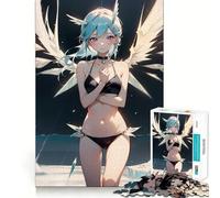 Puzzle per adulti "Ragazza Angelo" da 1000 pezzi,gioco stimolante per la mente,taglio laser di alta qualità,rilassante,per attività di gruppo al chiuso (50x75cm)