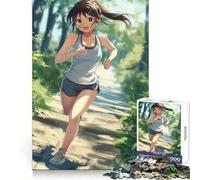 Puzzle per adulti "Ragazza anime che fa jogging" da 1000 pezzi, stimolante per le capacità analitiche, ideale per un gioco rilassante e distensivo, perfetto come regalo di Natale (38x52cm)