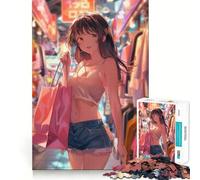 Puzzle per adulti "Ragazza anime che fa shopping",1000 pezzi,gioco di divertimento mentale,tecnologia di taglio laser avanzata,sfida divertente per il tempo di attesa (50x75cm)