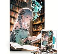 Puzzle per adulti "Ragazza anime che legge in biblioteca",composto da 1000 pezzi,gioco di logica e divertimento mentale,con tecnologia di taglio laser avanzata,una sfida divertente per ingannare