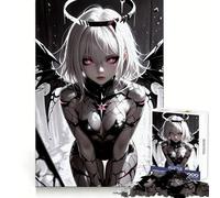 Puzzle per adulti "Ragazza anime con ali d'angelo oscure" da 1000 pezzi, esercizio mentale, evasione rilassante, incastro perfetto, bel regalo (50x75cm)