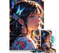Puzzle per adulti "Ragazza anime con fermaglio per capelli a farfalla" da 1000 pezzi,divertente per stimolare la memoria,con taglio di alta precisione,facile da imparare e adatto a tutta la famiglia
