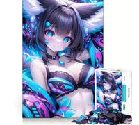 Puzzle per adulti "Ragazza anime con gli occhi azzurri" da 1000 pezzi,divertente per allenare la mente,senza sbavature,pezzi ben tagliati,attività di gruppo emozionante (50x75cm)