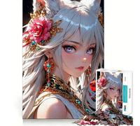 Puzzle per adulti "Ragazza anime con orecchie da volpe" da 1000 pezzi,gioco di memoria e allenamento per la mente,taglio preciso,finitura di alta qualità,un modo coinvolgente per passare il tempo