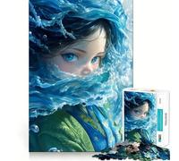 Puzzle per adulti "Ragazza Anime con Schizzi d'Acqua" da 1000 pezzi,sfida mentale,taglio preciso,allineamento perfetto,divertimento per tutta la famiglia,attività serale (38x26cm)