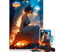 Puzzle per adulti "Ragazza anime nella foresta sussurrante",1000 pezzi,gioco di logica,regalo,taglio di precisione,rilassante,attività di gruppo al chiuso (38x52cm)