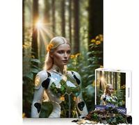 Puzzle per adulti "Ragazza bionda robot nella foresta" da 1000 pezzi, esercizio di logica, svago rilassante, bordi netti, regalo di Natale (38x52cm)