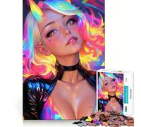 Puzzle per adulti "Ragazza Demone Arcobaleno" da 1000 pezzi, stimola la memoria, gioco di gruppo, assemblaggio, sorpresa di Natale (38x26cm)