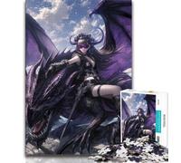 Puzzle per adulti "Ragazza e cavaliere drago", 1000 pezzi, per ammazzare il tempo durante le vacanze, con pezzi completamente interconnessi e di forma casuale (50x75cm)