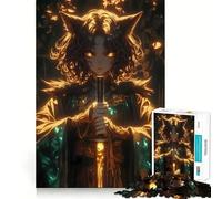 Puzzle per adulti "Ragazza Lupo Neon Katana" da 1000 pezzi,gioco di potenziamento cognitivo,design a incastro preciso,regalo di compleanno,rompicapo (38x52cm)