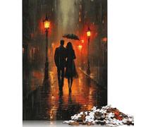 Puzzle per adulti, romantica passeggiata con pioggia in tonalità antracite, puzzle per adulti, gioco educativo, giocattolo sfida, 38 x 26 cm, 1000 pezzi