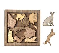 Puzzle per adulti, rompicapo in legno con pezzi dalla forma unica, difficoltà a 10 livelli, regalo per amanti dei gatti, 16 x 16 cm, 16 x 16 cm