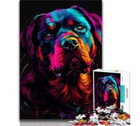 Puzzle per adulti Rottweiler DJ Neon 1000 pezzi Puzzle per adolescenti Regali, regalo di compleanno, regali per e 14 anni 75x50cm