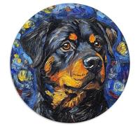 Puzzle per adulti Rottweiler Night Sky, 1000 pezzi, puzzle rotondo, livello di abilità: principiante, ideale come regalo di compleanno e per le feste (67,5x67,5cm)