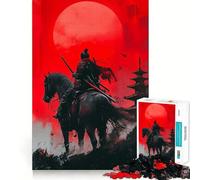 Puzzle per adulti "Samurai a cavallo sotto la luna rossa", 1000 pezzi, stimolante per la mente, rilassante, con bordi precisi, pezzo da collezione (50x75cm)