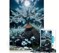 Puzzle per adulti "Samurai al chiaro di luna", 1000 pezzi, rompicapo, rilassante, con schema di montaggio, ideale come regalo di Babbo Natale (50x75cm)