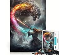 Puzzle per adulti Samurai contro Drago, 1000 pezzi, gioco per allenare la mente, rilassante, da assemblare, artistico, regalo (38x52cm)