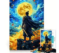Puzzle per adulti "Samurai sotto la luna piena", 1000 pezzi, gioco per allenare la mente, rilassante, da assemblare, regalo artistico (38x26cm)