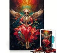 Puzzle per adulti "Santissima Muerte in abito rosso" da 1000 pezzi, rompicapo, rilassante, con schema di montaggio, oggetto da desiderio di Babbo Natale (50x75cm)