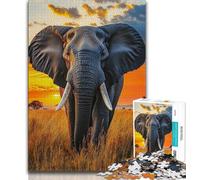 Puzzle per adulti Savana africana Elefante Puzzle per adulti 1000 pezzi Difficile Giocattoli Giochi educativi Antistress Lista dei desideri con Babbo Natale (26x38cm)