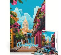Puzzle per adulti "Scena di strada di Cartagena, Colombia" da 1000 pezzi Ideale per allenare la mente, calmare e distrarre, con bordi uniformi Regalo di Natale (38x52cm)