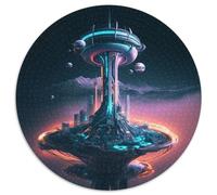 Puzzle per adulti "Seattle del futuro - Nello spazio", 1000 pezzi, rotondo, livello di difficoltà: principiante, ideale come regalo di compleanno e per le feste, 67,5x67,5 cm.